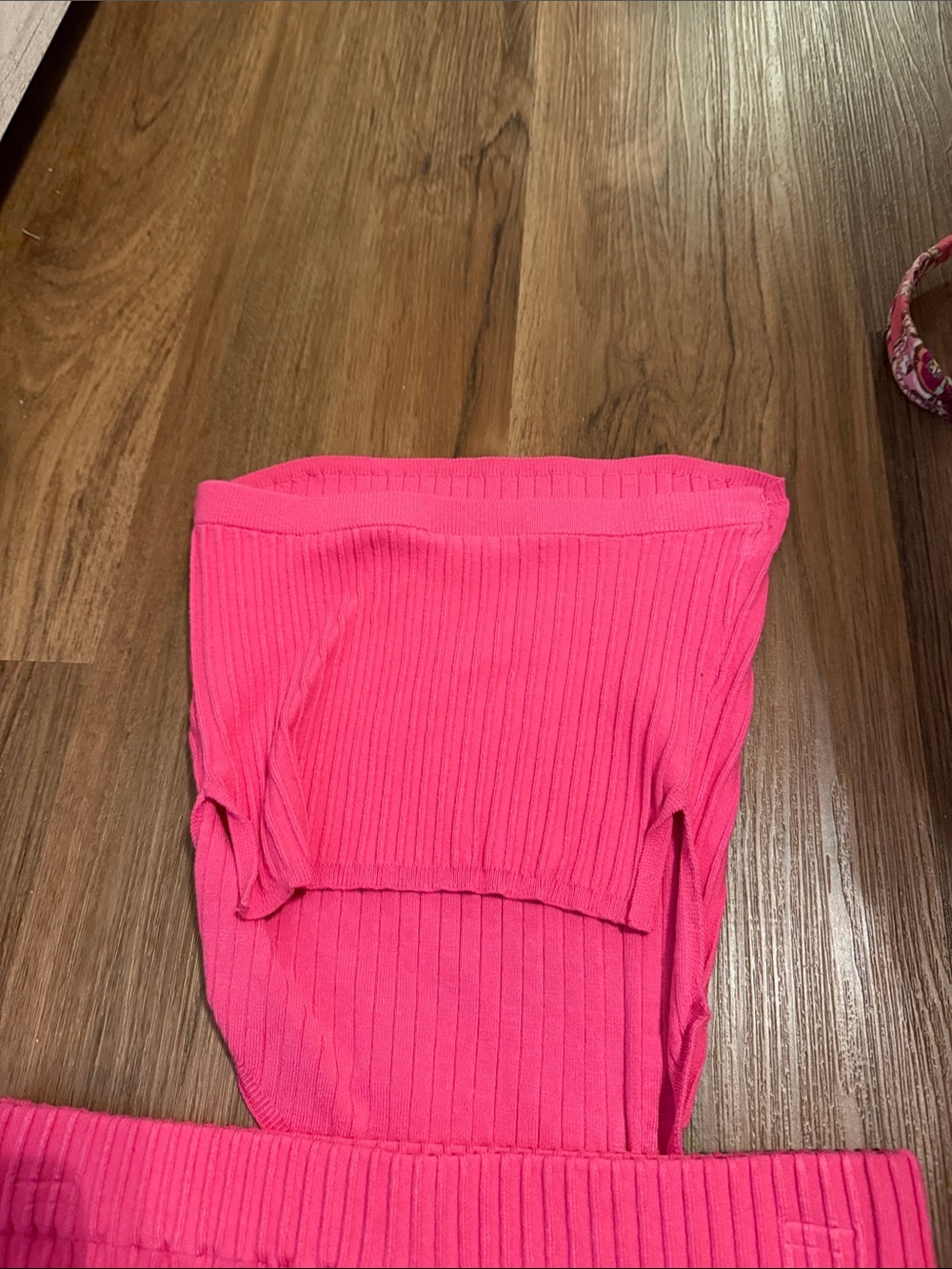 Neon Pink Ribbed Strapless Two-Piece Set - Picture 3 of 3